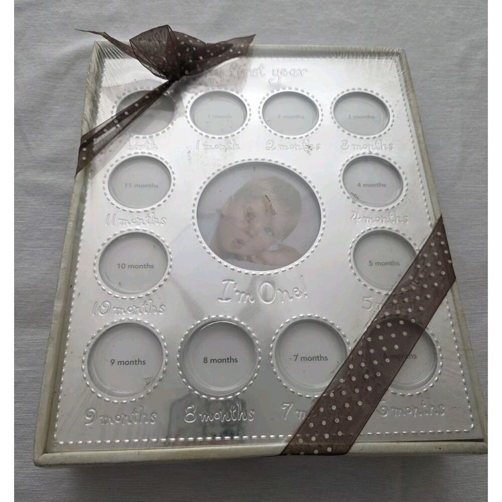 Carter's My First Year Baby Photo Frame Collage Silver New Sealed In Box